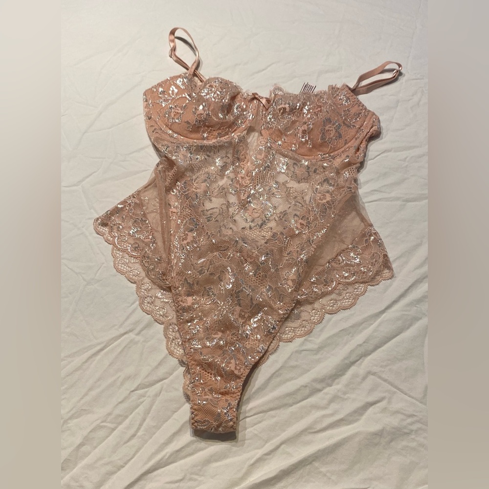 Victorias Secret Champagne & Silver Teddy lingerie